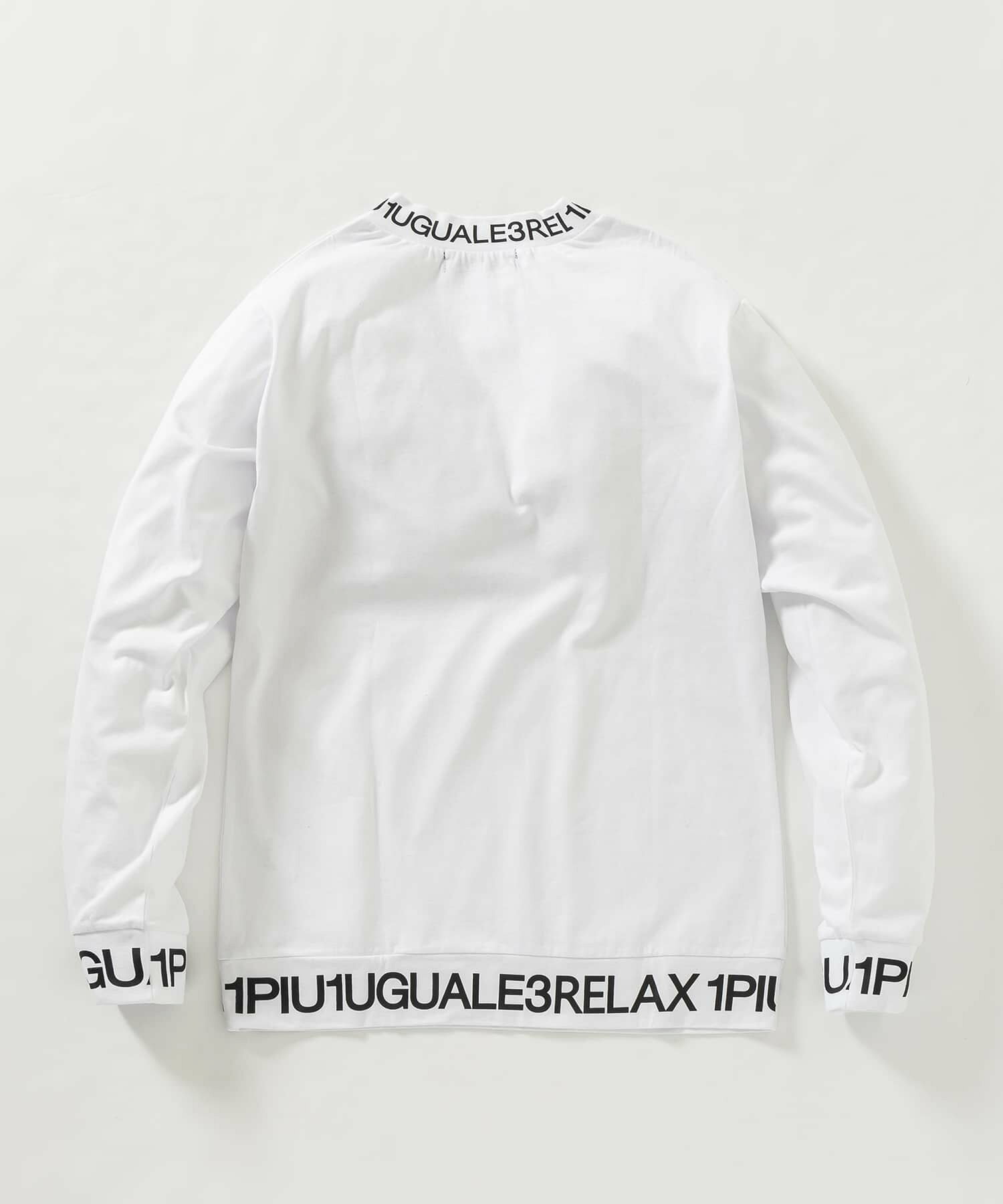 (M)1PIU1UGUALE3 RELAX/UST-24083W ネックロゴロングTシャツ